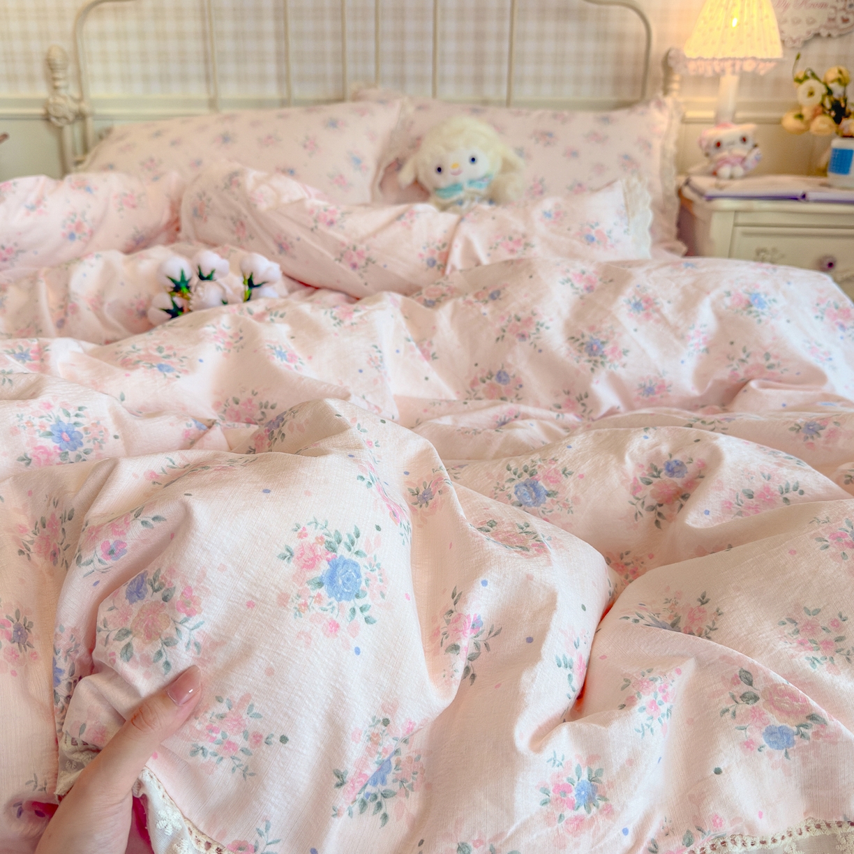 91家纺网 家纺一手货源 找家纺 初念 2025新款1云感双层纱四件套-梦华 梦华-芊芊花海