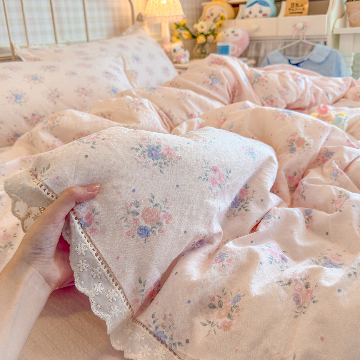 91家纺网 家纺一手货源 找家纺 初念 2025新款1云感双层纱四件套-梦华 梦华-芊芊花海