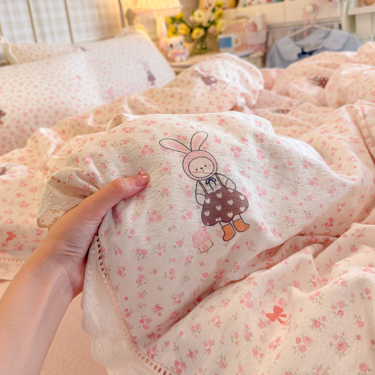 91家纺网 家纺一手货源 找家纺 （总）初念 2025新款1云感双层纱四件套-梦华