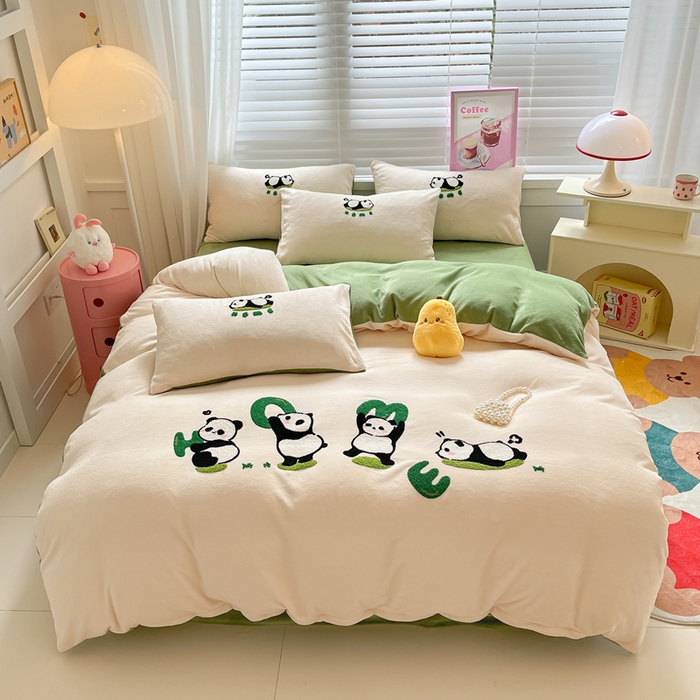 91家纺网 家纺一手货源 找家纺 （总）丽涵家纺 2025秋冬新款全工艺牛奶绒大版毛巾绣四件套