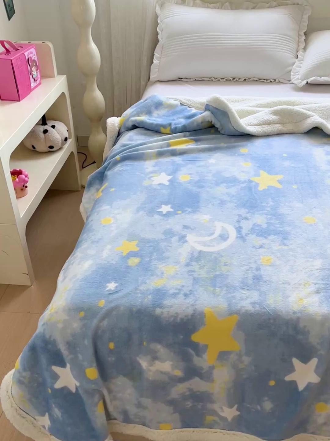 91家纺网 家纺一手货源 找家纺 名兮 2025新款秋冬高克重牛奶绒羊羔绒多功能盖毯 毛毯-满天星