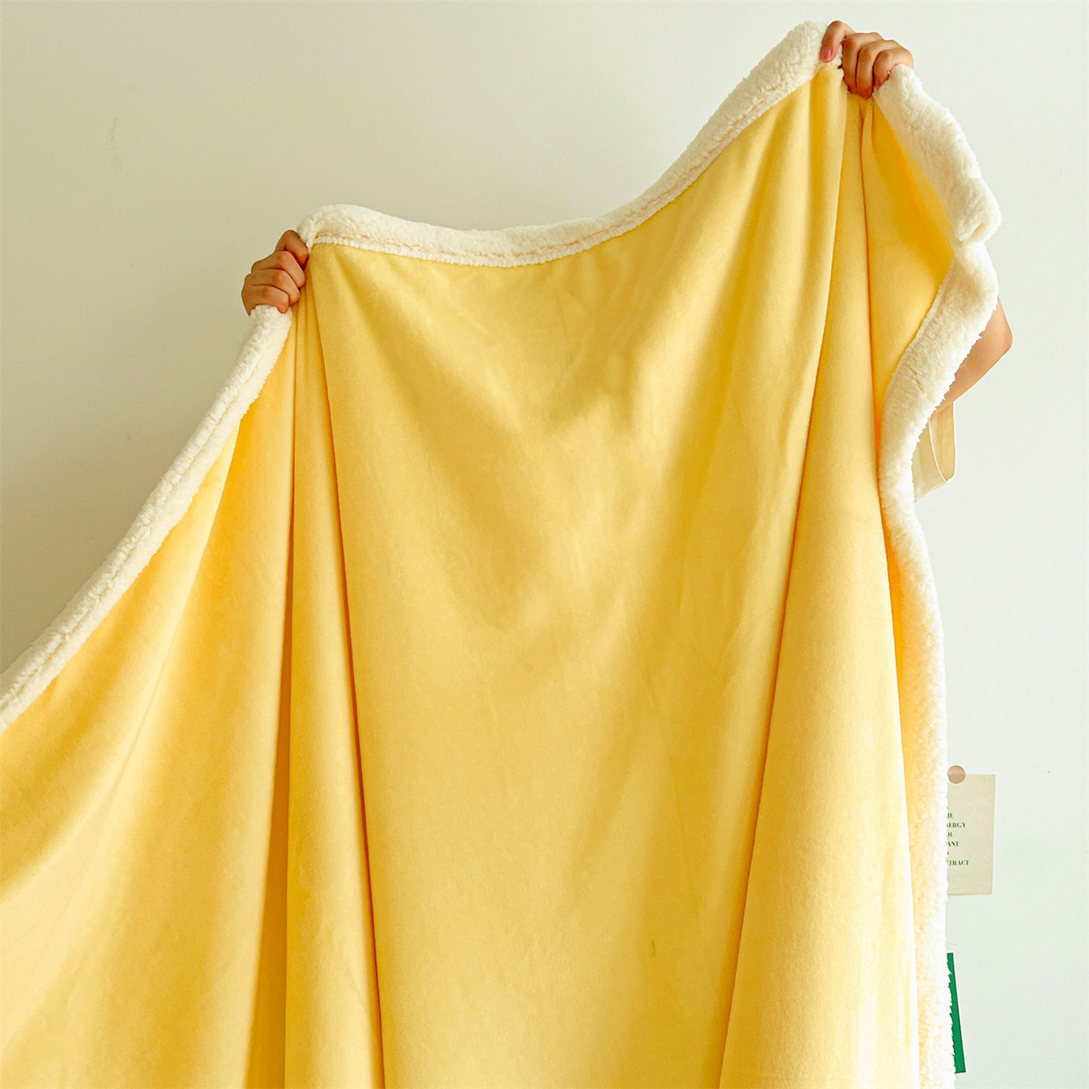 91家纺网 家纺一手货源 找家纺 名兮 2025新款秋冬高克重牛奶绒羊羔绒多功能盖毯 毛毯-米月黄