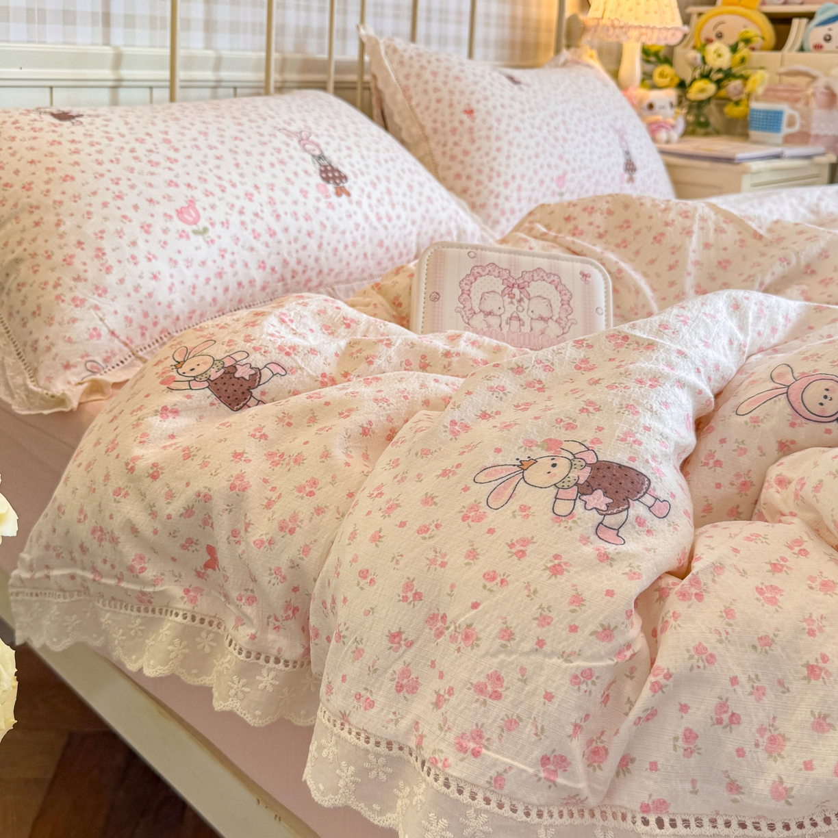 91家纺网 家纺一手货源 找家纺 （总）初念 2025新款1云感双层纱四件套-梦华