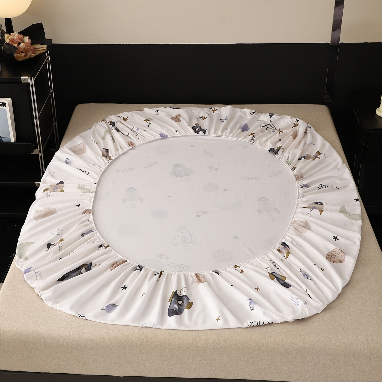 91家纺网 家纺一手货源 找家纺 金盛纺 2025新款全棉纯棉加厚磨毛印花单品床笠 床笠单件 太空漫步