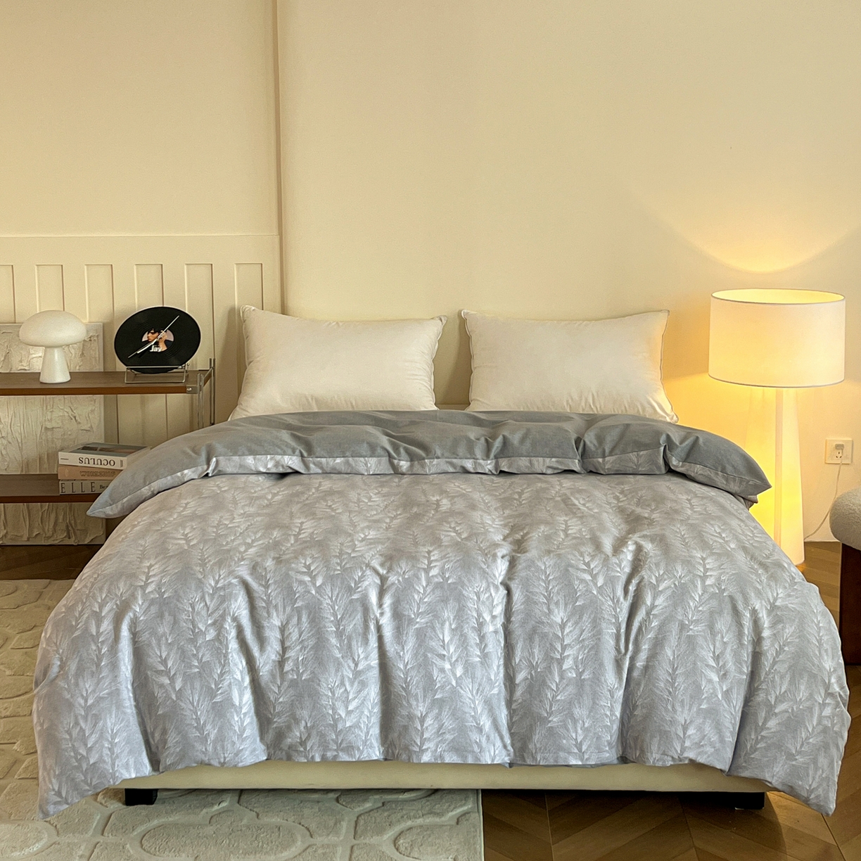 盛馨家纺 2025新款秋冬百分百全棉纯棉磨毛单双人被套单被套被套单件 丰收季节-灰