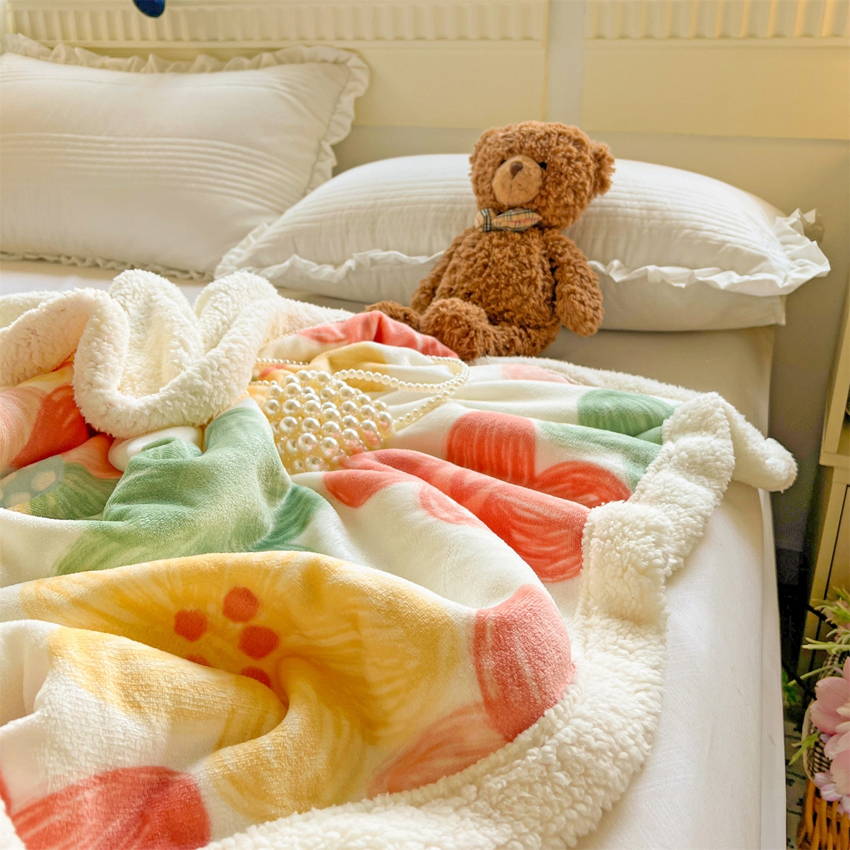 91家纺网 家纺一手货源 找家纺 名兮 2025新款秋冬高克重牛奶绒羊羔绒多功能盖毯 毛毯-倾城