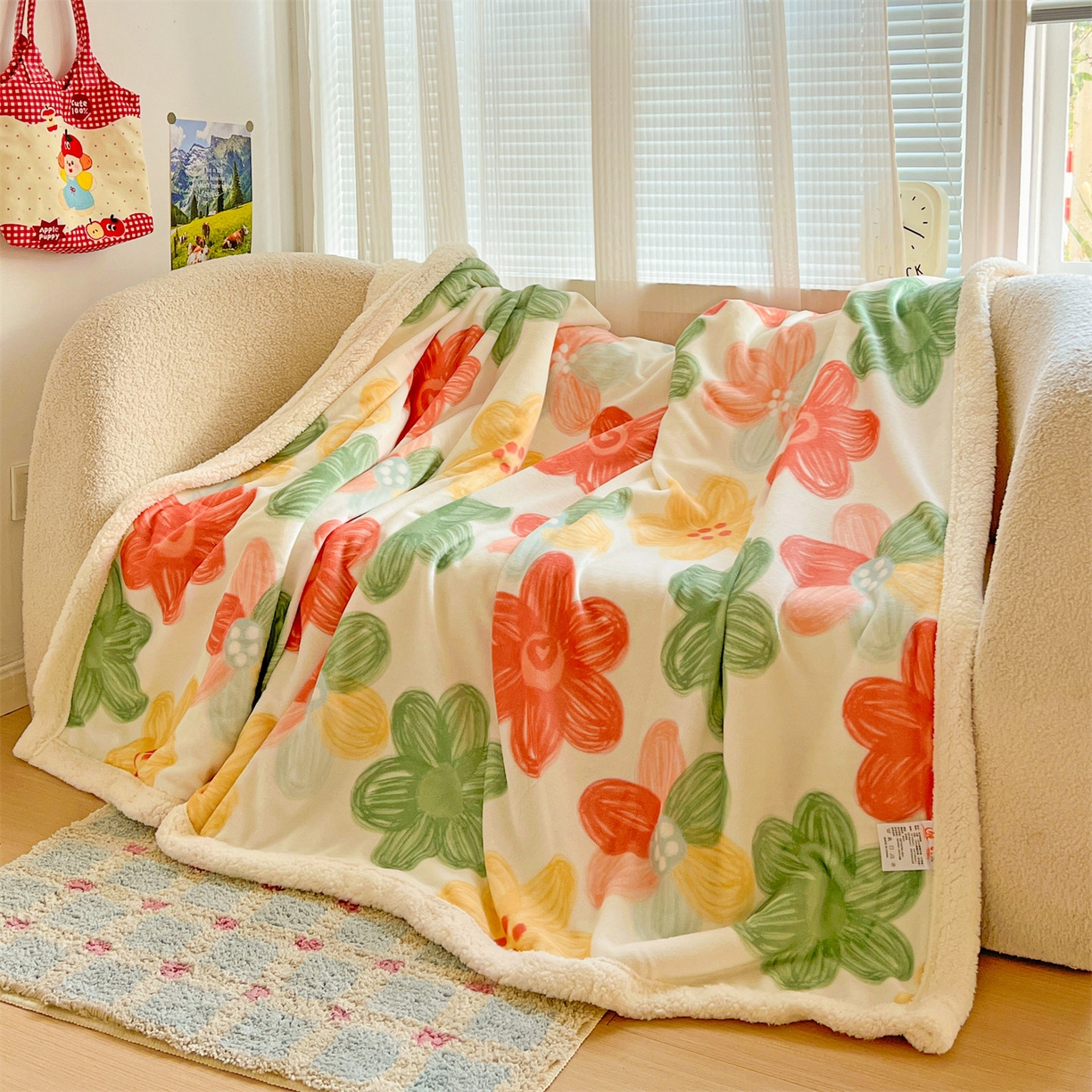 91家纺网 家纺一手货源 找家纺 名兮 2025新款秋冬高克重牛奶绒羊羔绒多功能盖毯 毛毯-倾城