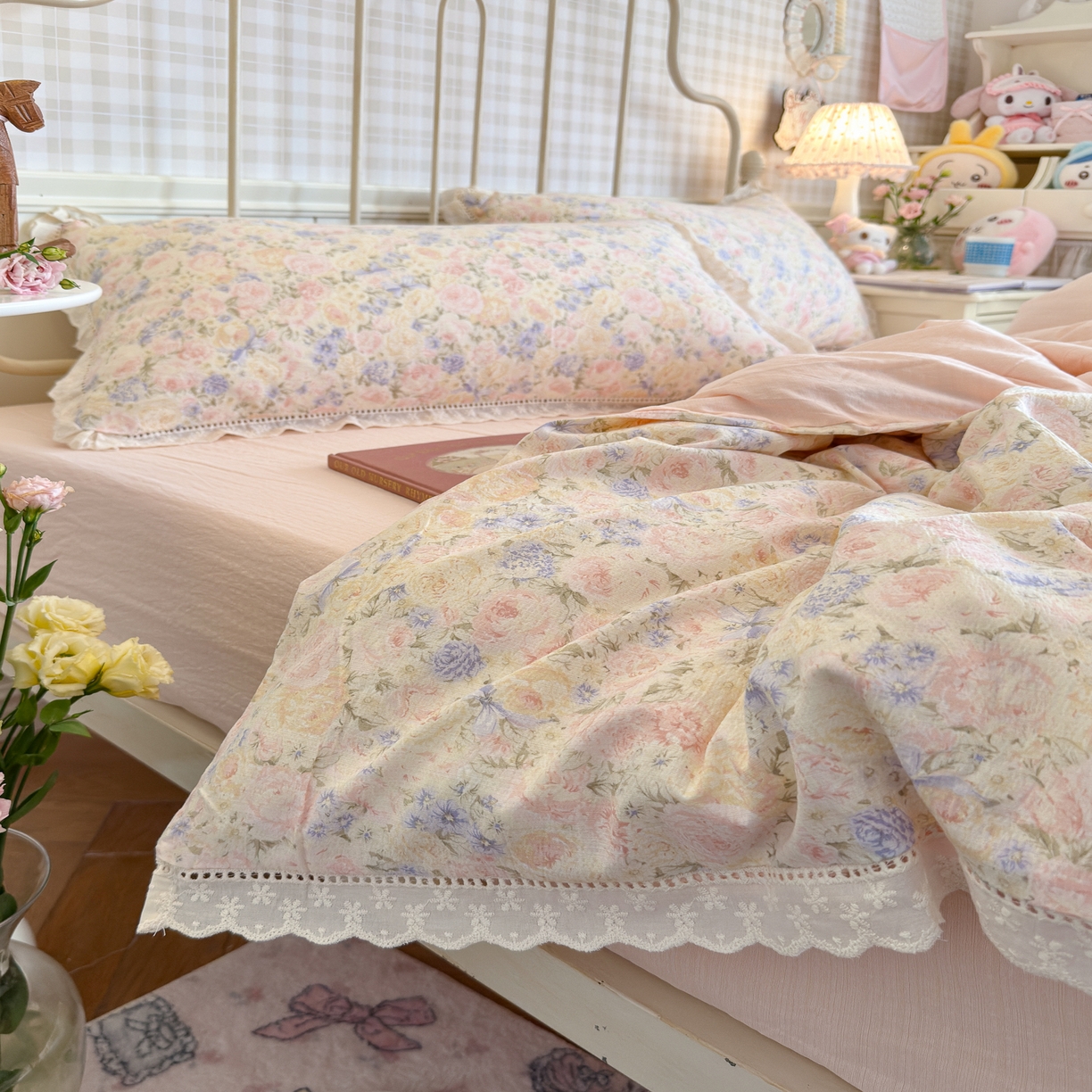 91家纺网 家纺一手货源 找家纺 初念 2025新款1云感双层纱四件套-梦华 梦华-虞美人的诗