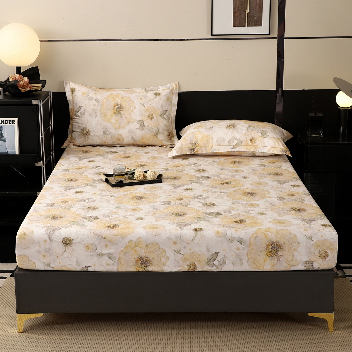 91家纺网 家纺一手货源 找家纺 金盛纺 2025新款全棉纯棉加厚磨毛印花单品床笠 床笠单件 豆蔻年华