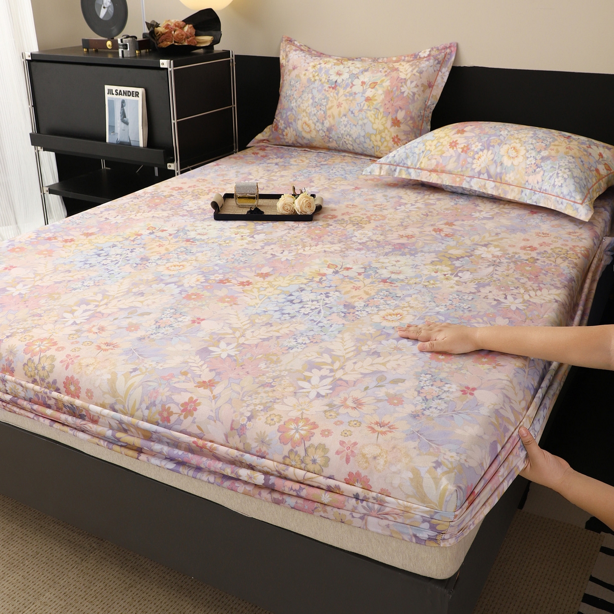 91家纺网 家纺一手货源 找家纺 （总）金盛纺 2025新款全棉纯棉加厚磨毛印花单品床笠 床笠单件