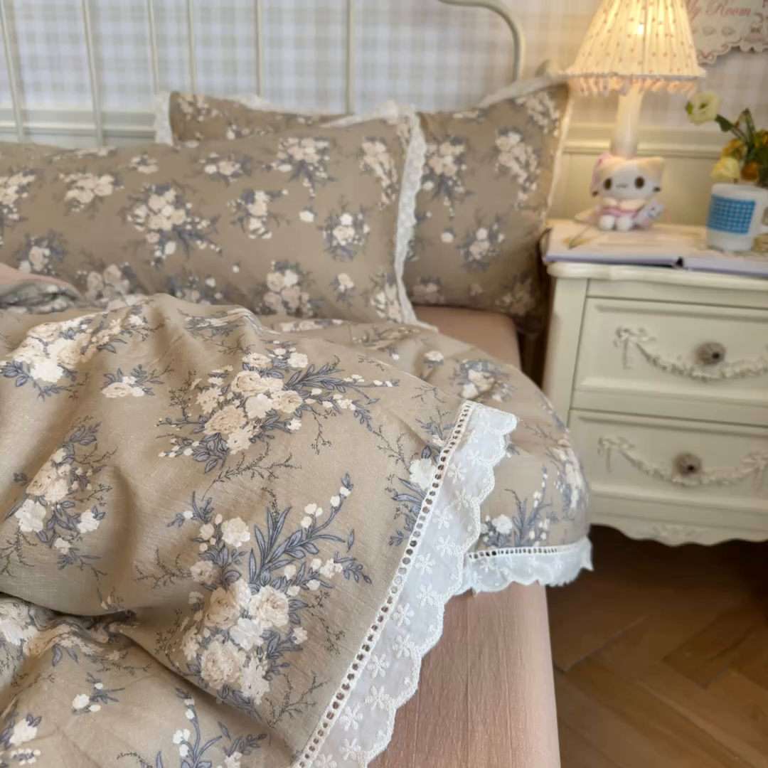 91家纺网 家纺一手货源 找家纺 初念 2025新款1云感双层纱四件套-梦华 梦华-雨眠岛屿