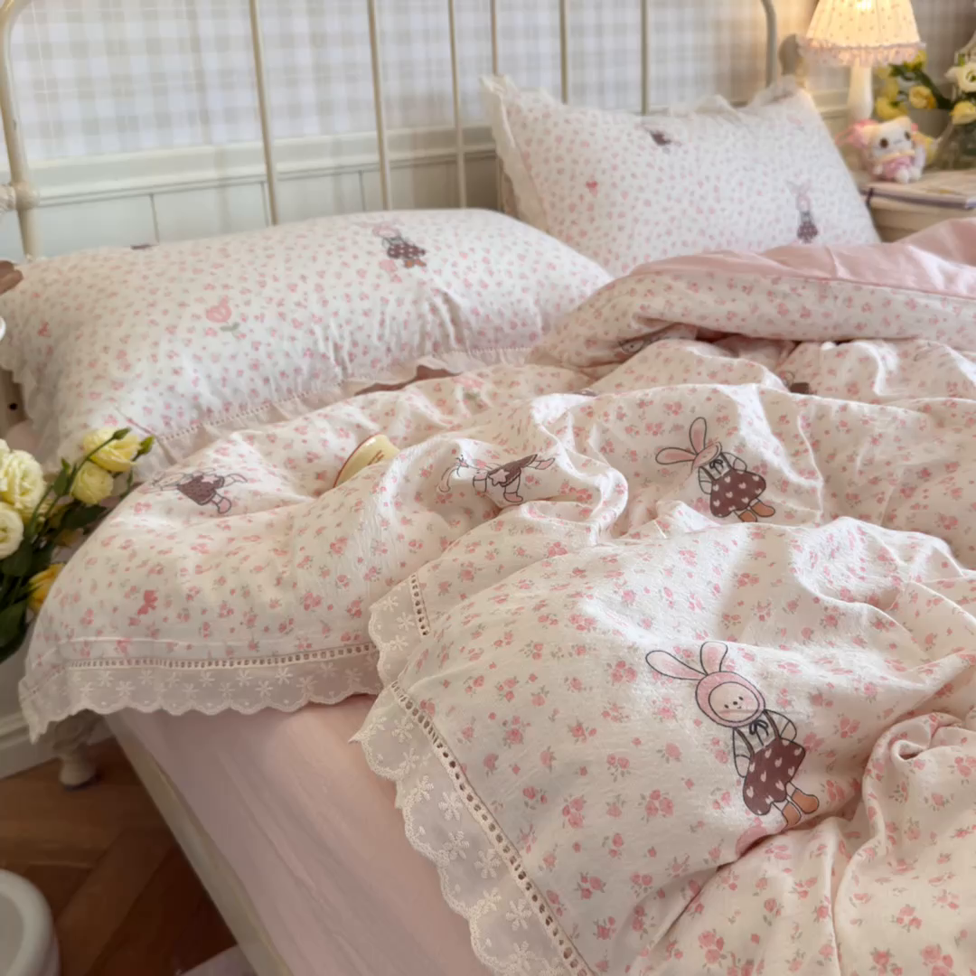 91家纺网 家纺一手货源 找家纺 （总）初念 2025新款1云感双层纱四件套-梦华