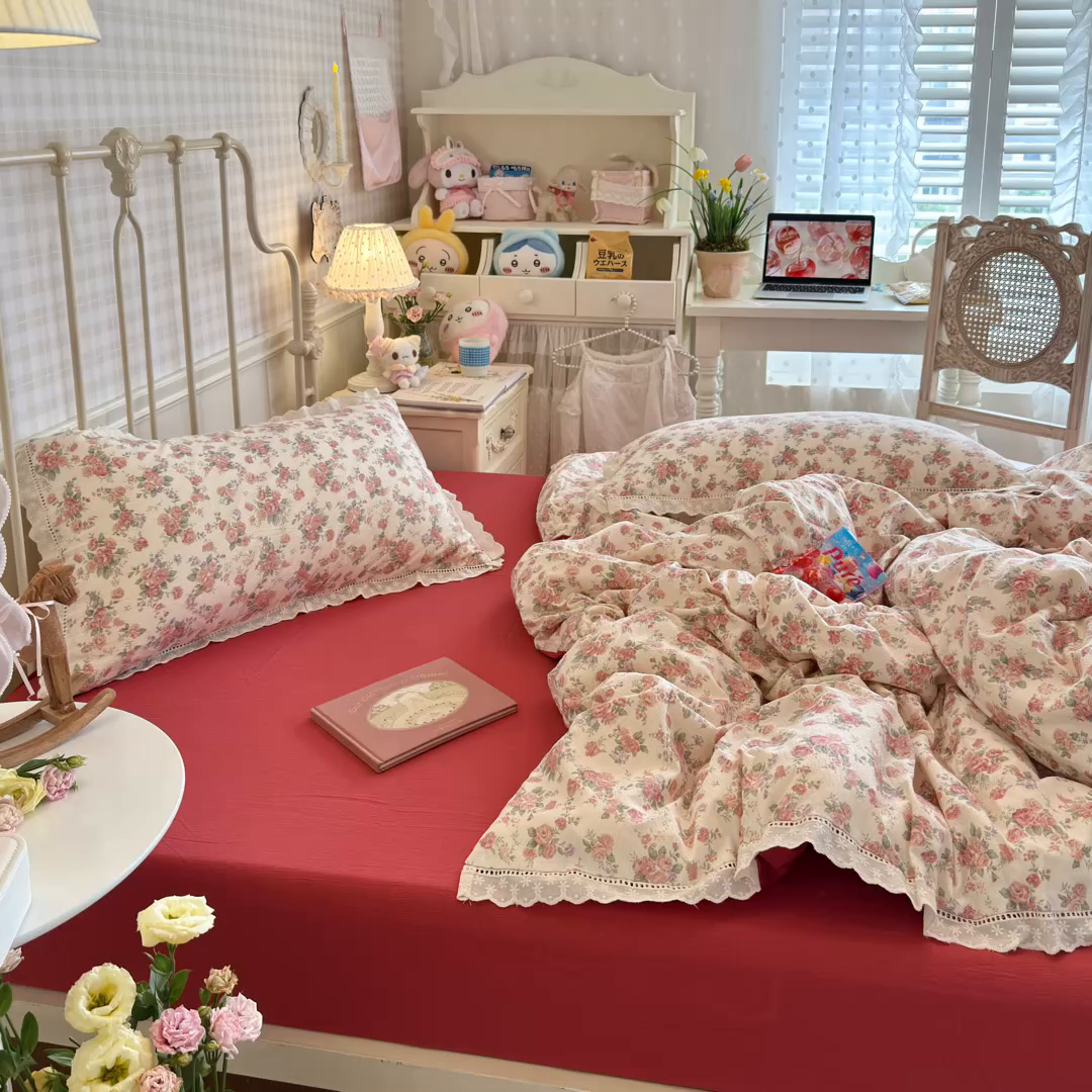 91家纺网 家纺一手货源 找家纺 初念 2025新款1云感双层纱四件套-梦华 梦华-星眠云野