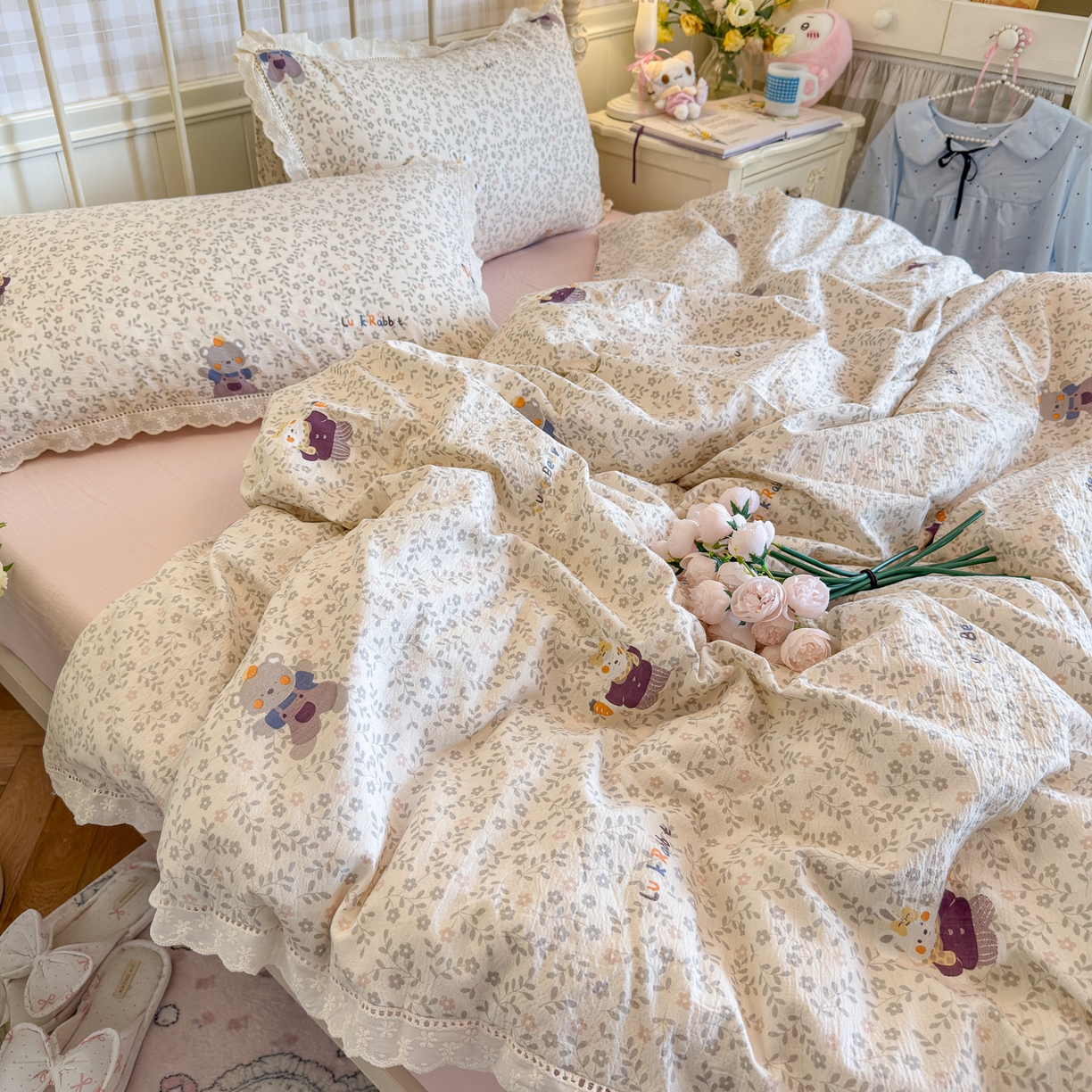 91家纺网 家纺一手货源 找家纺 初念 2025新款1云感双层纱四件套-梦华 梦华-复古浪漫