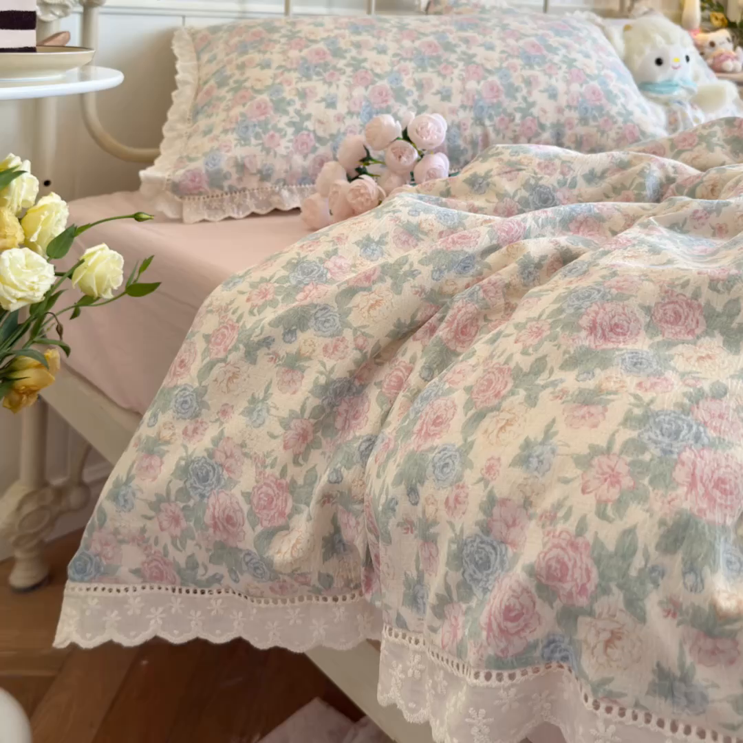 91家纺网 家纺一手货源 找家纺 初念 2025新款1云感双层纱四件套-梦华 梦华-童话星岛