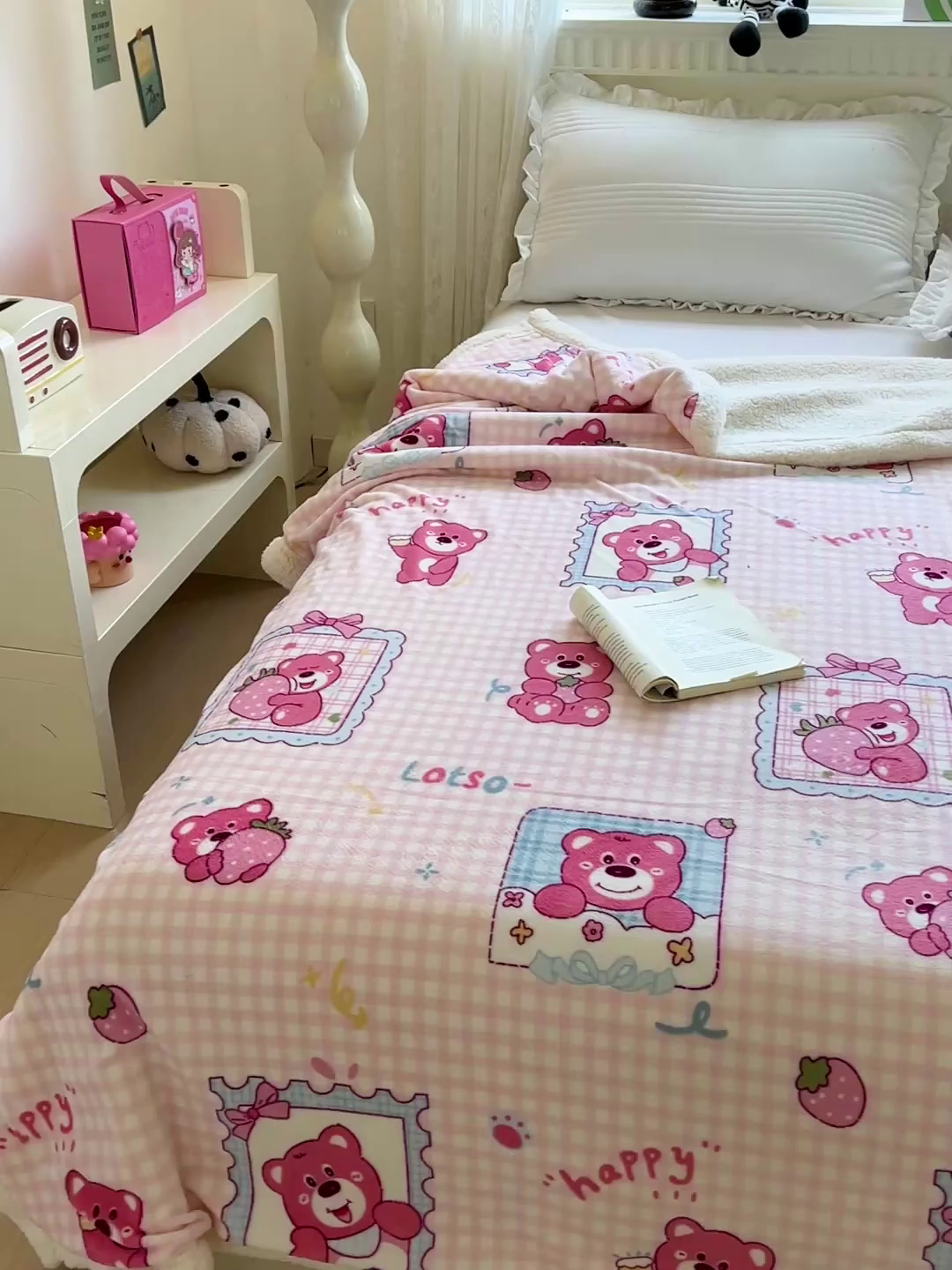 91家纺网 家纺一手货源 找家纺 名兮 2025新款秋冬高克重牛奶绒羊羔绒多功能盖毯 毛毯-甜蜜熊仔