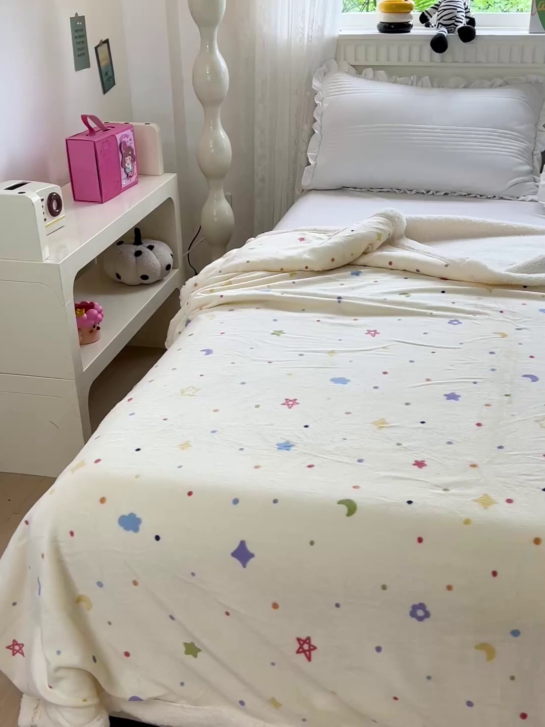 91家纺网 家纺一手货源 找家纺 名兮 2025新款秋冬高克重牛奶绒羊羔绒多功能盖毯 毛毯-童话星空