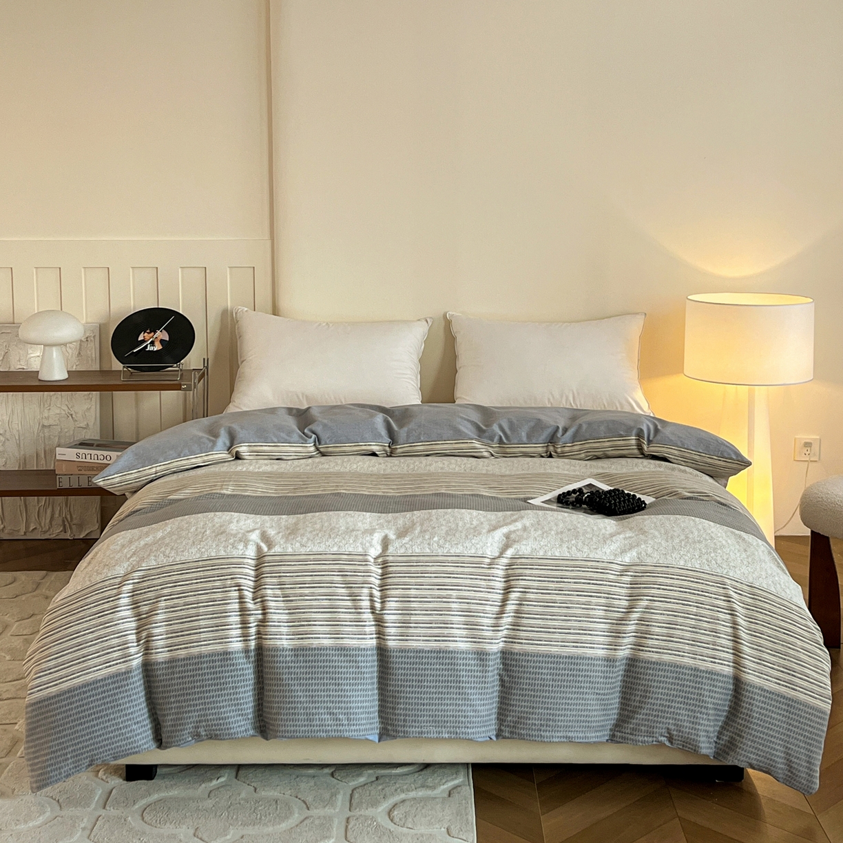 91家纺网 家纺一手货源 找家纺 (总)盛馨2023新款北欧风小清新喷气全棉四件套单双人三件套