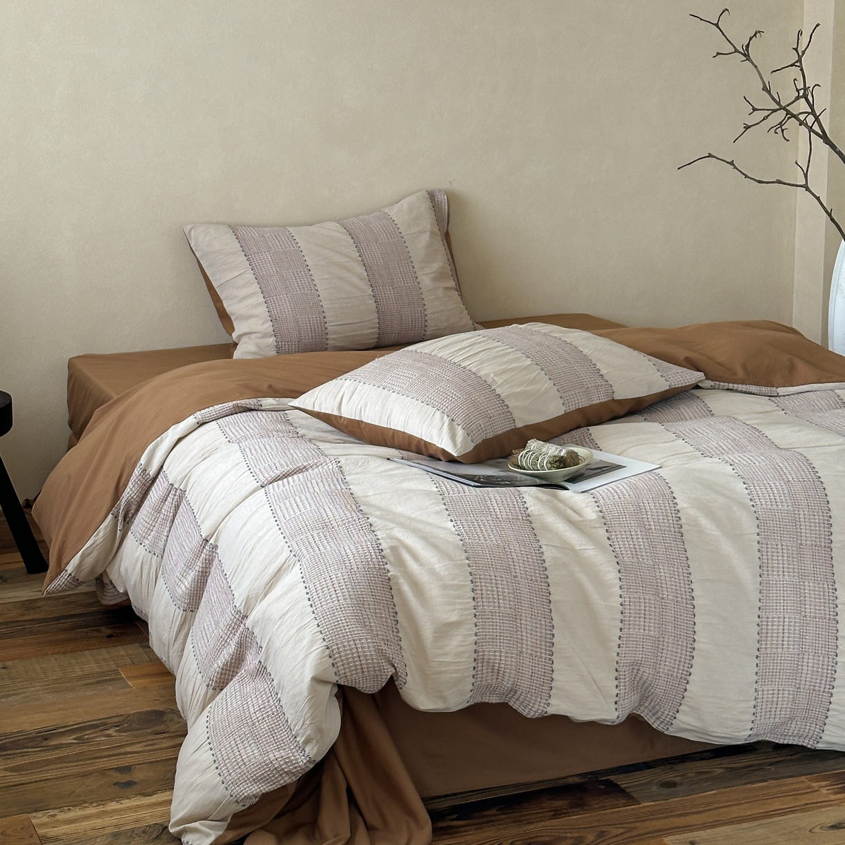 91家纺网 家纺一手货源 找家纺 （总）云上 2025新款法式全棉纯棉串绳华夫格四件套