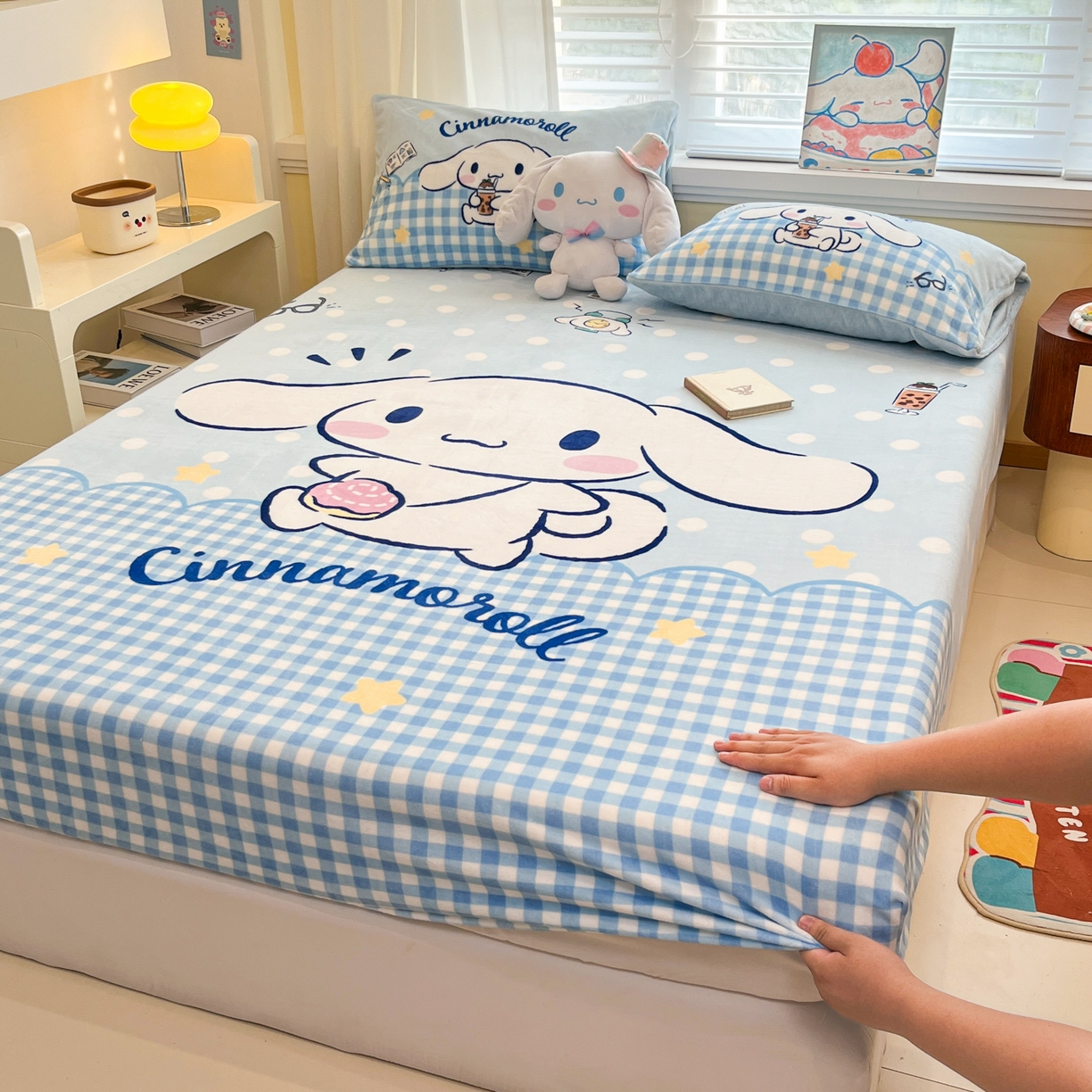 91家纺网 家纺一手货源 找家纺 （总）金爱家 2025新款大版三丽鸥高克重牛奶绒保暖床笠