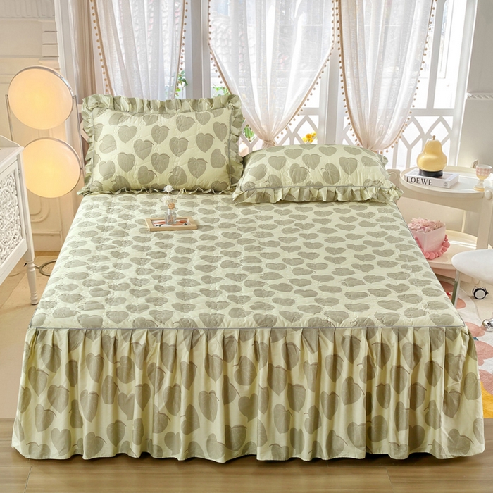 91家纺网 家纺一手货源 找家纺 （总）益利多 2025新款全棉碎花纯棉卡通夹棉床裙单床裙三件套