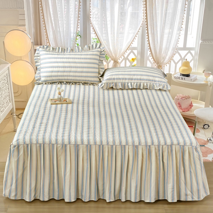 91家纺网 家纺一手货源 找家纺 （总）益利多 2025新款全棉碎花纯棉卡通夹棉床裙单床裙三件套