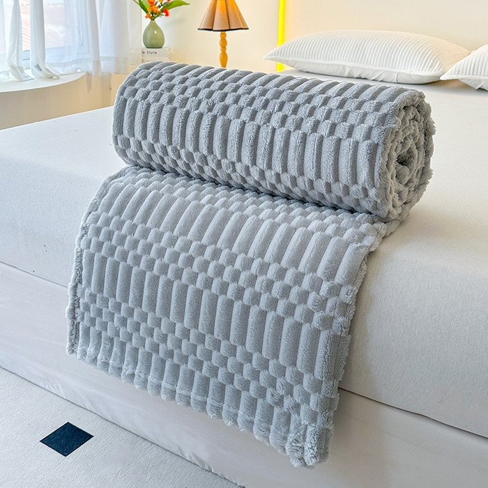 91家纺网 家纺一手货源 找家纺 栩裕纺织 2025春夏新款子母金龟绒毛毯毯子 中灰