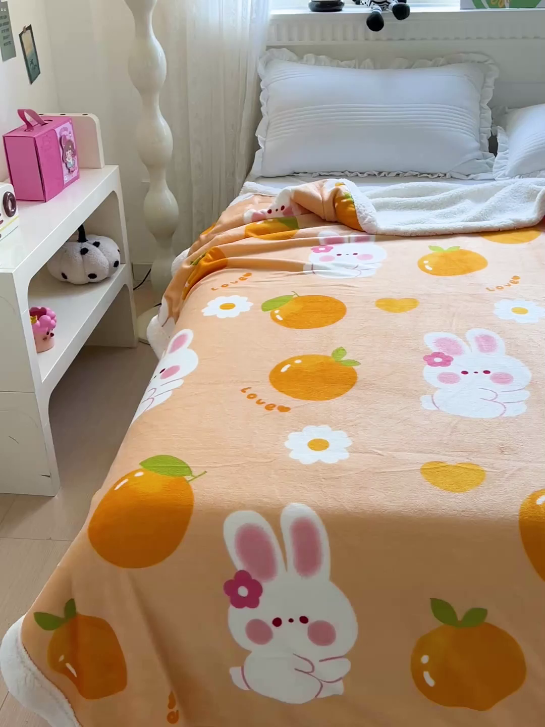 91家纺网 家纺一手货源 找家纺 名兮 2025新款秋冬高克重牛奶绒羊羔绒多功能盖毯 毛毯-兔兔派对