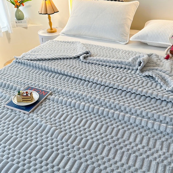 91家纺网 家纺一手货源 找家纺 栩裕纺织 2025春夏新款子母金龟绒毛毯毯子 中灰