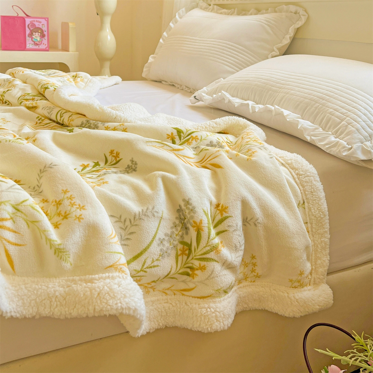 91家纺网 家纺一手货源 找家纺 名兮 2025新款秋冬高克重牛奶绒羊羔绒多功能盖毯 毛毯-仙草