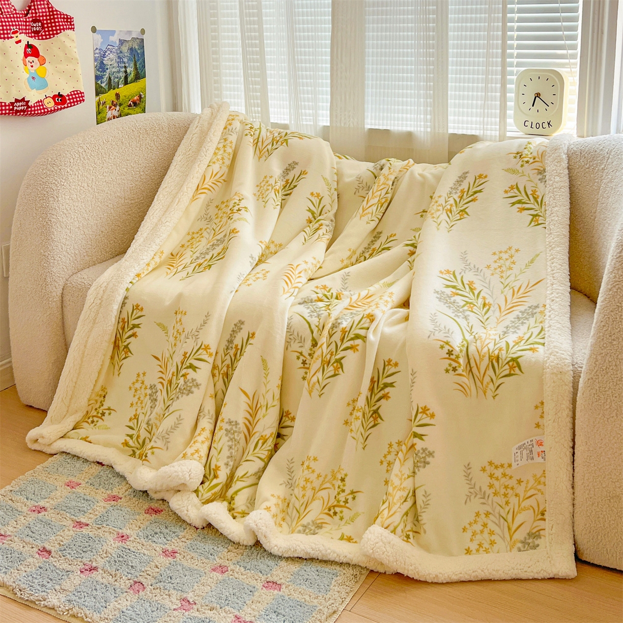 91家纺网 家纺一手货源 找家纺 名兮 2025新款秋冬高克重牛奶绒羊羔绒多功能盖毯 毛毯-仙草