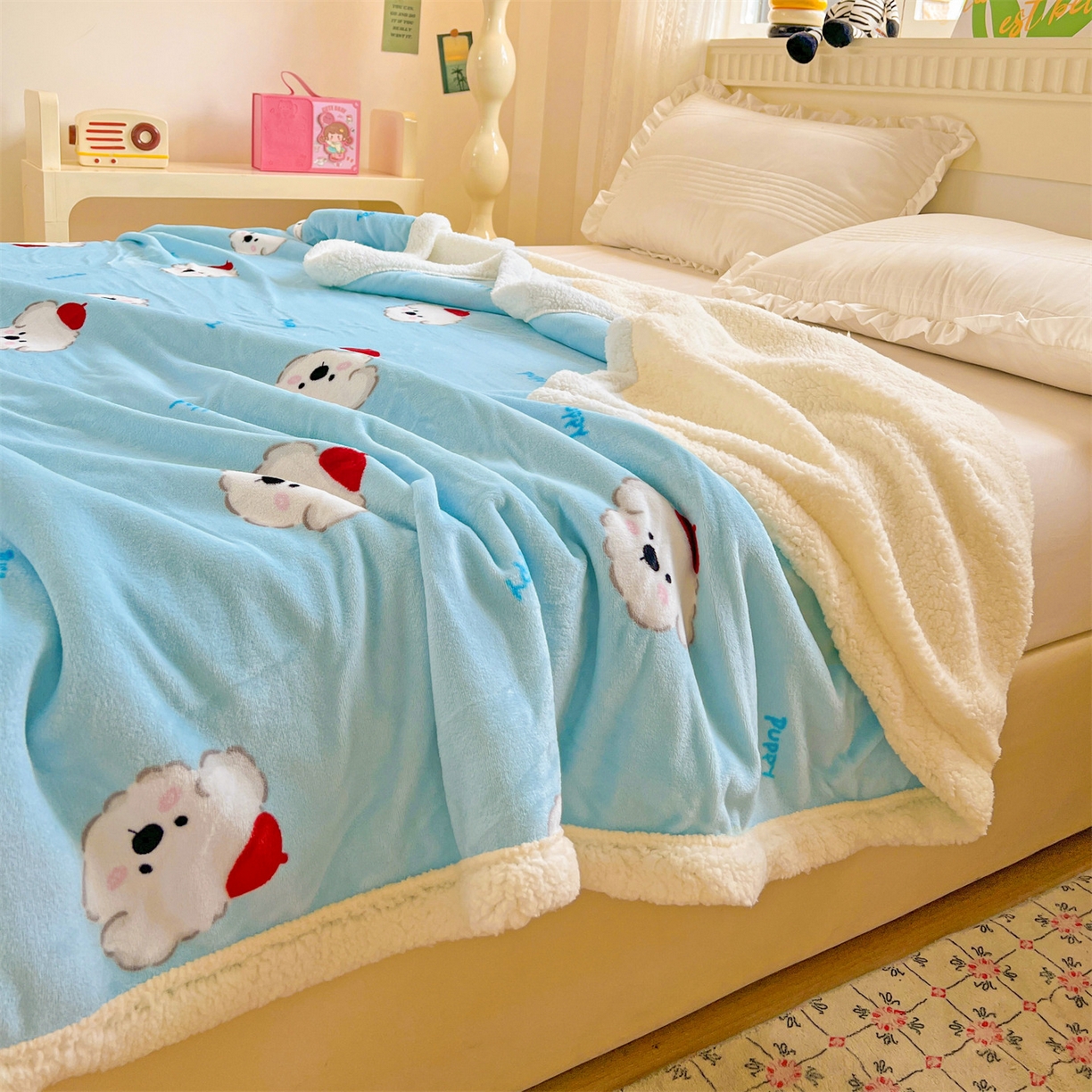 91家纺网 家纺一手货源 找家纺 名兮 2025新款秋冬高克重牛奶绒羊羔绒多功能盖毯 毛毯-小红帽