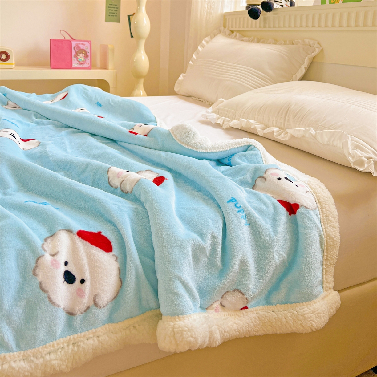 91家纺网 家纺一手货源 找家纺 名兮 2025新款秋冬高克重牛奶绒羊羔绒多功能盖毯 毛毯-小红帽