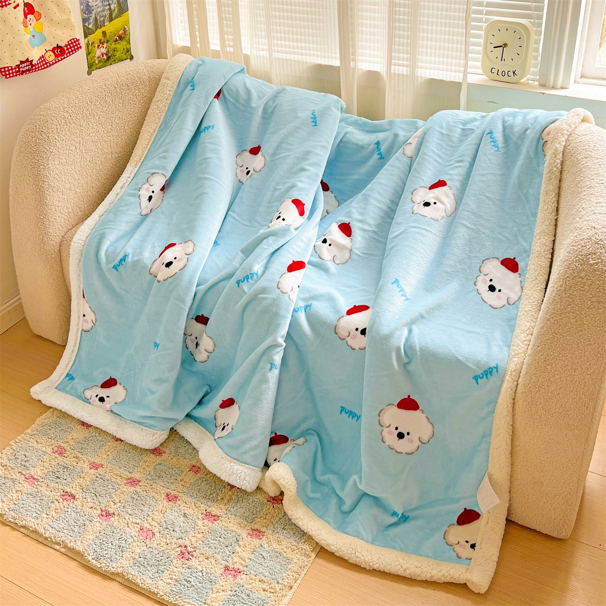 91家纺网 家纺一手货源 找家纺 名兮 2025新款秋冬高克重牛奶绒羊羔绒多功能盖毯 毛毯-小红帽