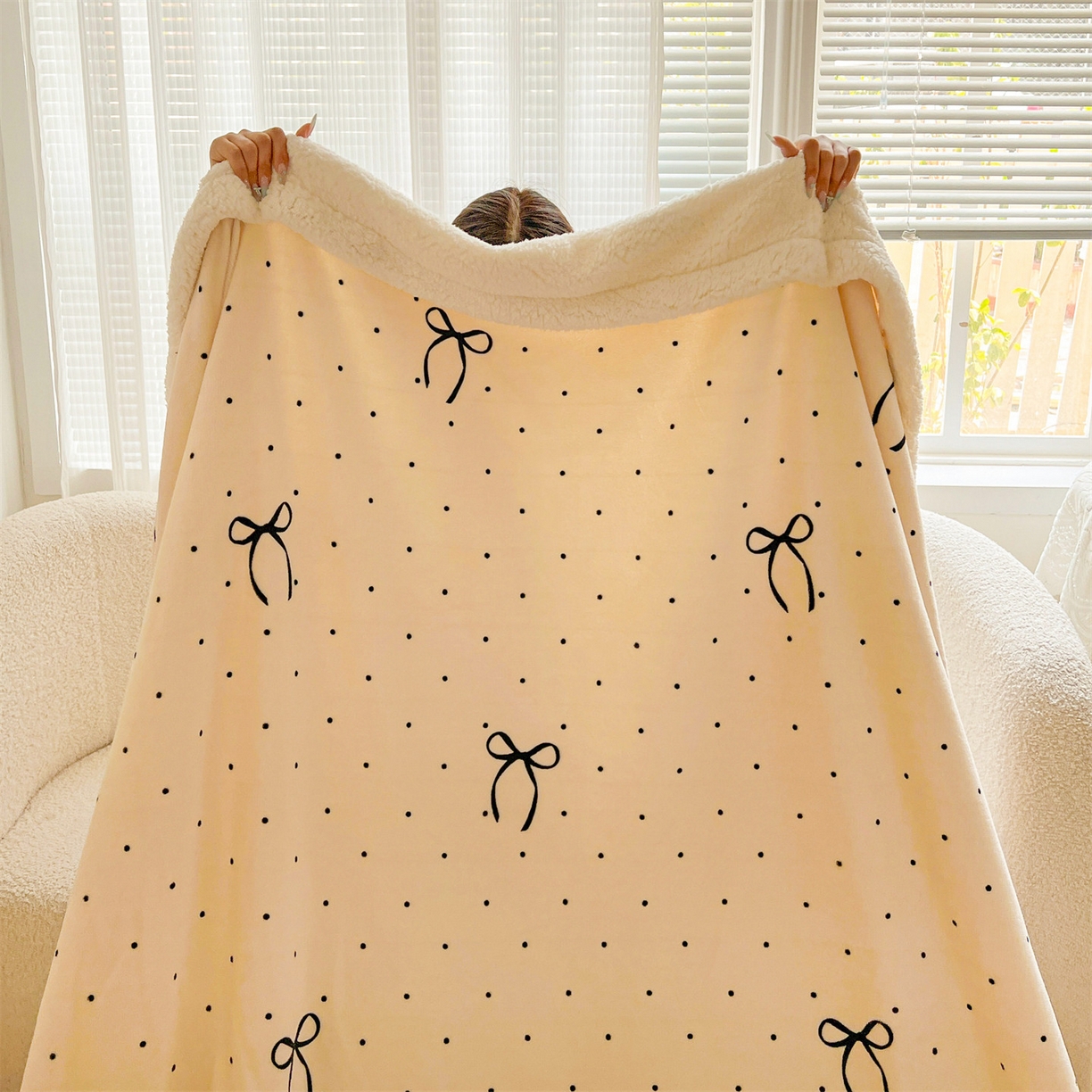 91家纺网 家纺一手货源 找家纺 名兮 2025新款秋冬高克重牛奶绒羊羔绒多功能盖毯 毛毯-小确幸