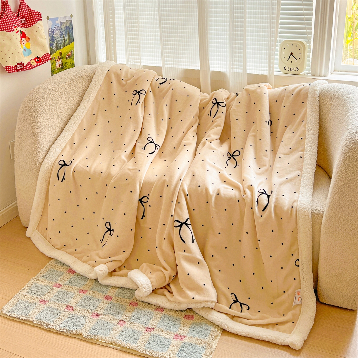 91家纺网 家纺一手货源 找家纺 名兮 2025新款秋冬高克重牛奶绒羊羔绒多功能盖毯 毛毯-小确幸