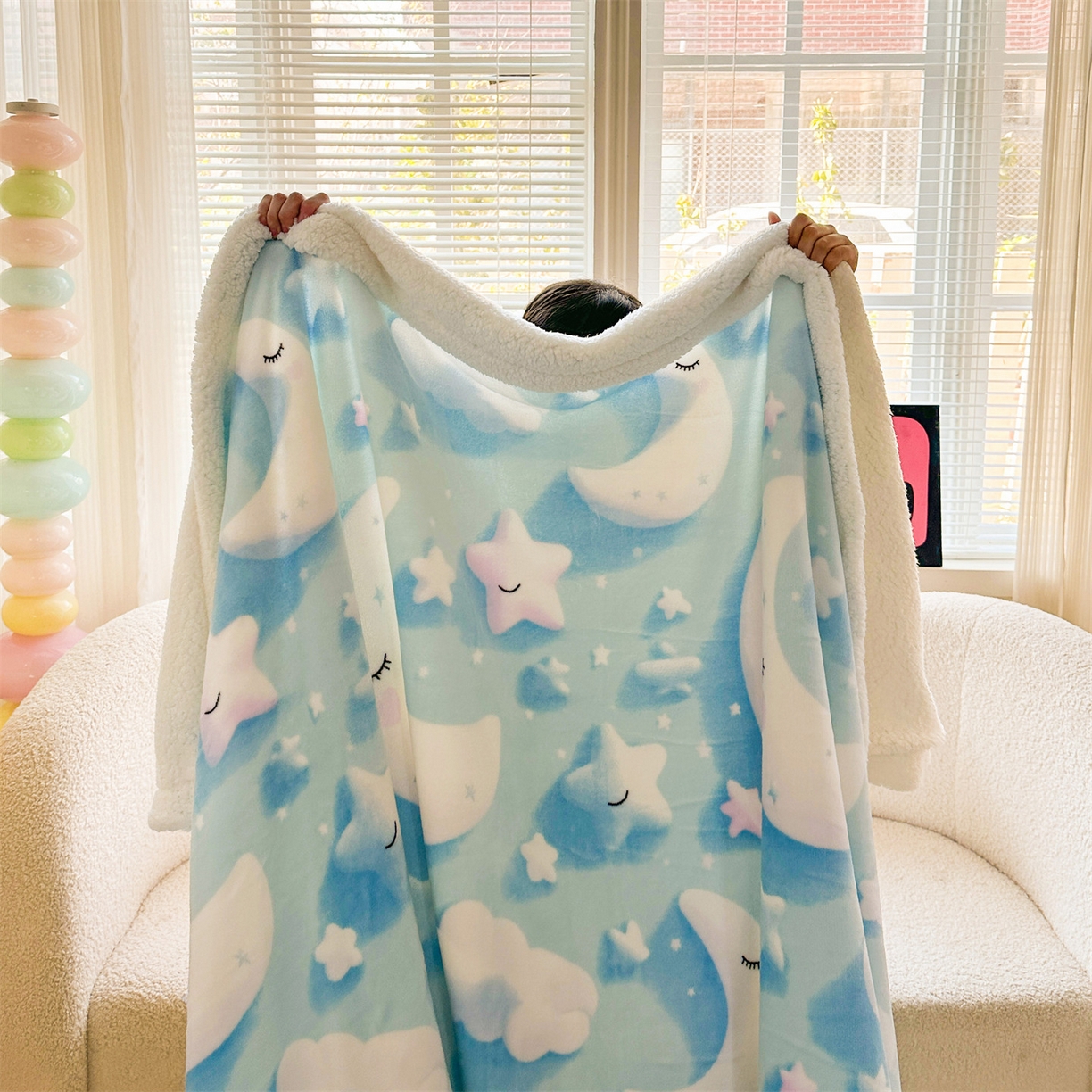 91家纺网 家纺一手货源 找家纺 名兮 2025新款秋冬高克重牛奶绒羊羔绒多功能盖毯 毛毯-星月传奇