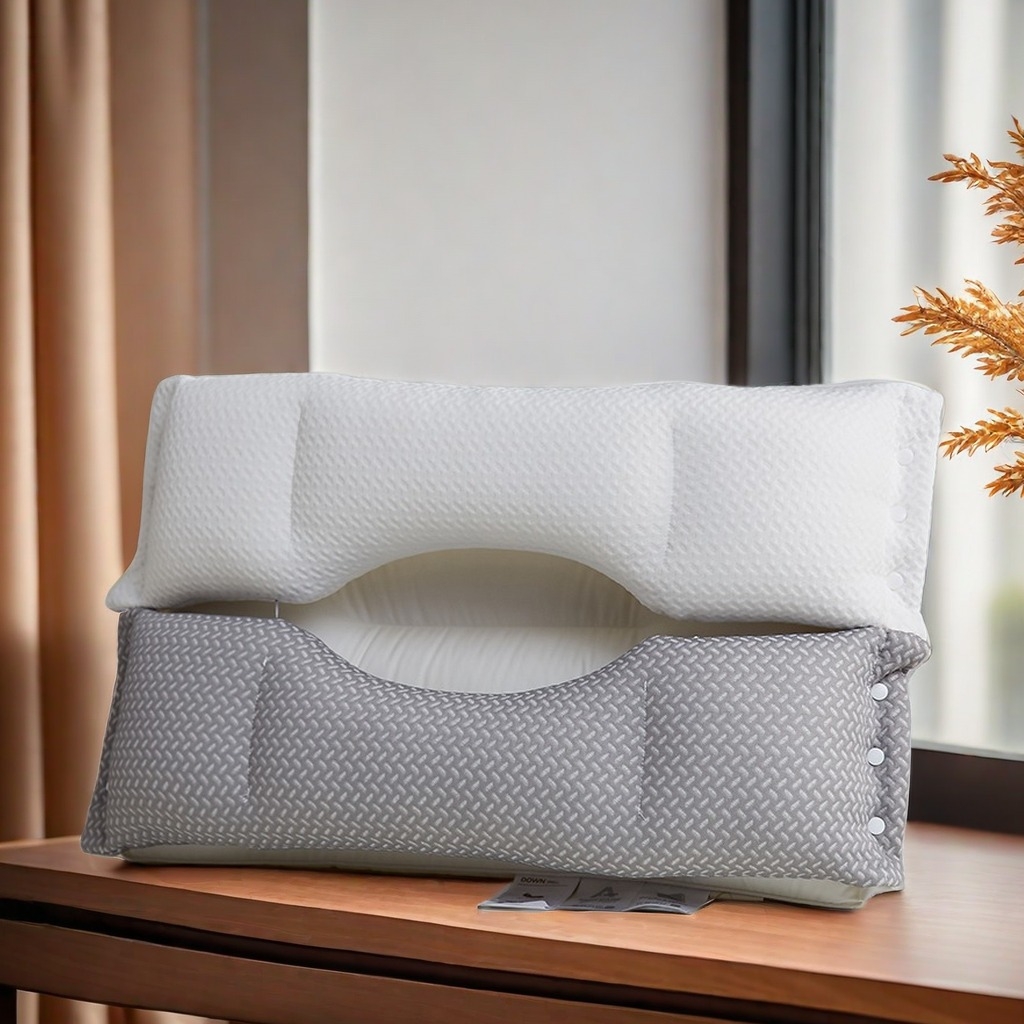 91家纺网 家纺一手货源 找家纺 （总）锦鲤枕芯 2025新款护颈椎枕头三合一分区牵引护颈枕芯