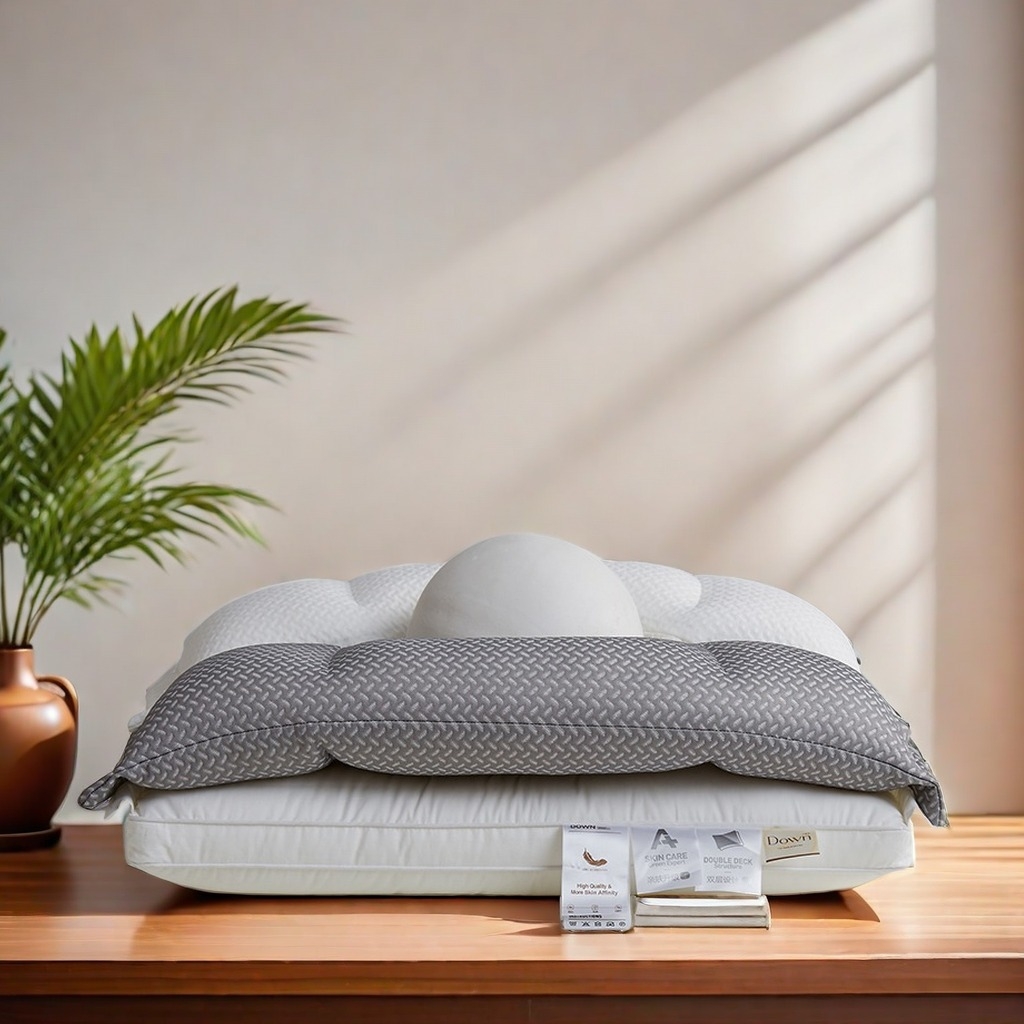 91家纺网 家纺一手货源 找家纺 （总）锦鲤枕芯 2025新款护颈椎枕头三合一分区牵引护颈枕芯