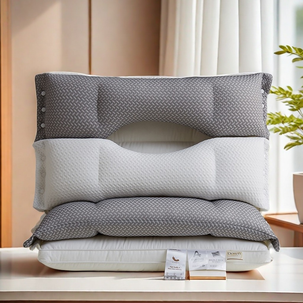 91家纺网 家纺一手货源 找家纺 （总）锦鲤枕芯 2025新款护颈椎枕头三合一分区牵引护颈枕芯