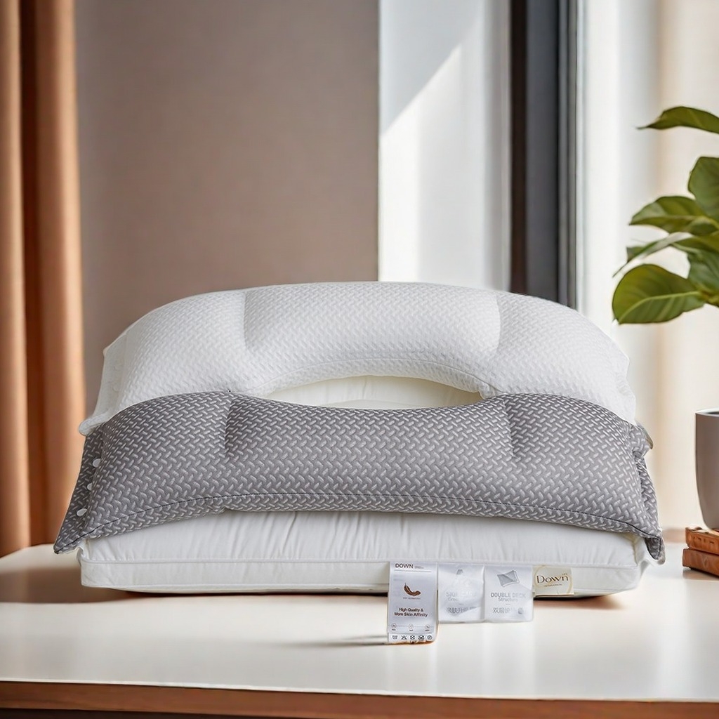 91家纺网 家纺一手货源 找家纺 （总）锦鲤枕芯 2025新款护颈椎枕头三合一分区牵引护颈枕芯