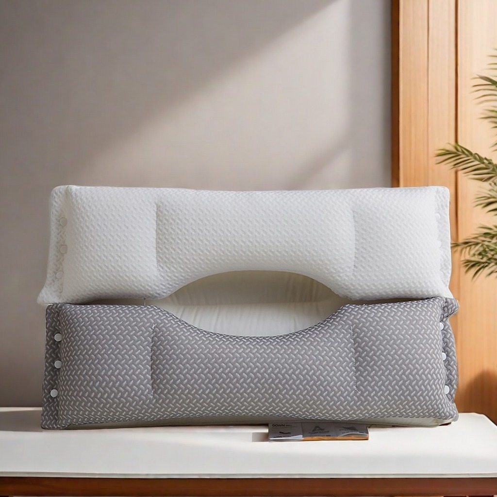 91家纺网 家纺一手货源 找家纺 （总）锦鲤枕芯 2025新款护颈椎枕头三合一分区牵引护颈枕芯