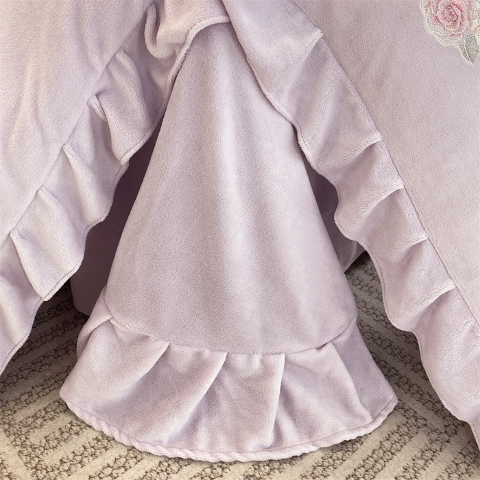 91家纺网 家纺一手货源 找家纺 （总）绒棉世家 2025秋冬新款A类牛奶绒宝宝绒刺绣韩版系列-浪漫蝴蝶结