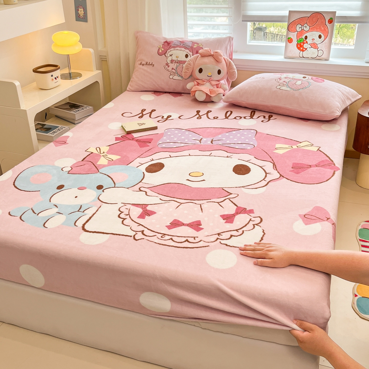 金爱家 2025新款大版三丽鸥高克重牛奶绒保暖床笠 绒单品-公主美乐蒂