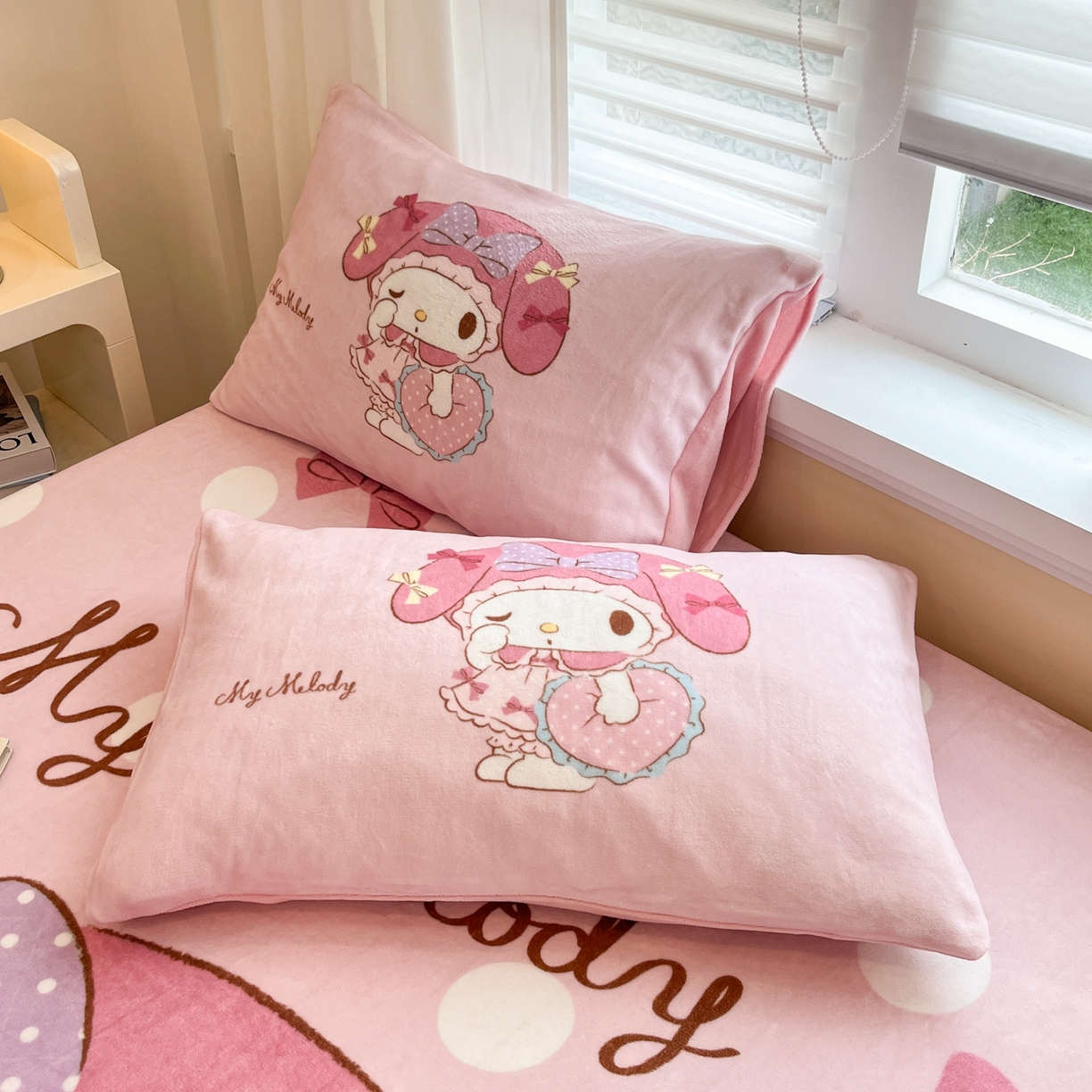 91家纺网 家纺一手货源 找家纺 金爱家 2025新款大版三丽鸥高克重牛奶绒保暖床笠 绒单品-公主美乐蒂