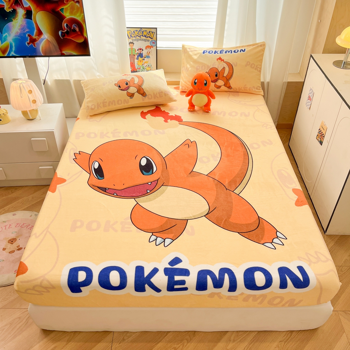 （总）暮思家居 2025新款正版授权宝可梦大版牛奶绒数码印花单品床笠单件床笠(带标价格）