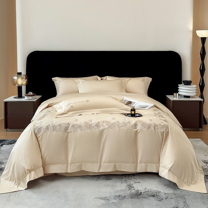 91家纺网 家纺一手货源 找家纺 星蕴家纺 2025新款贡缎长绒棉纯色四件套-多米 多米-香槟金