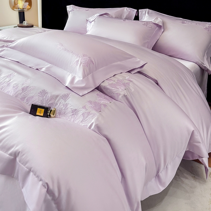 91家纺网 家纺一手货源 找家纺 星蕴家纺 2025新款贡缎长绒棉纯色四件套-多米 多米-优雅紫