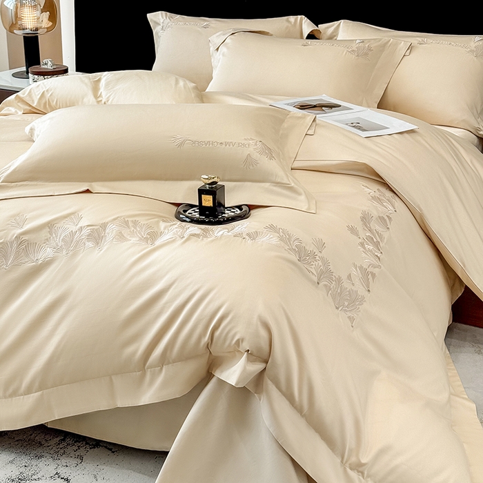 91家纺网 家纺一手货源 找家纺 星蕴家纺 2025新款贡缎长绒棉纯色四件套-多米 多米-香槟金