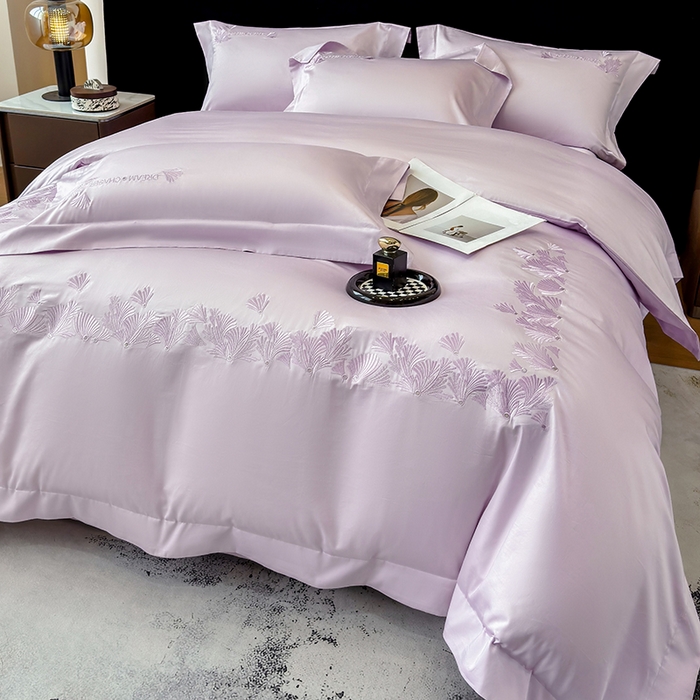 星蕴家纺 2025新款贡缎长绒棉纯色四件套-多米 多米-优雅紫